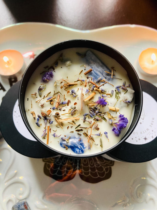 Mental Health Crystal & Herb Intention Candle
