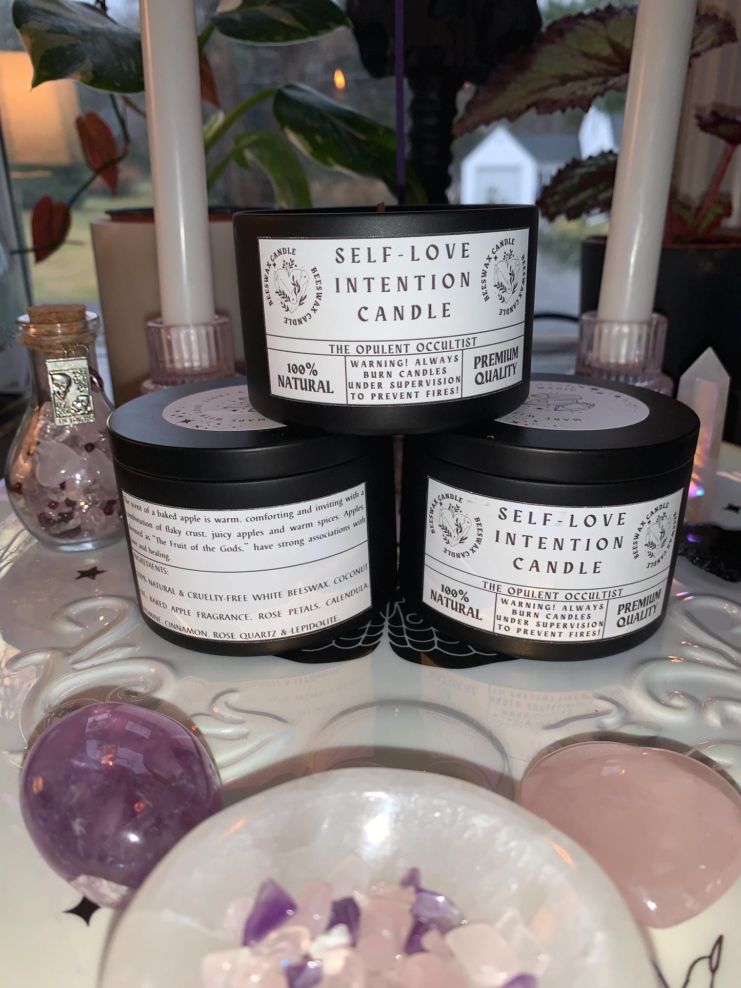 Self-Love Crystal & Herb Intention Candle