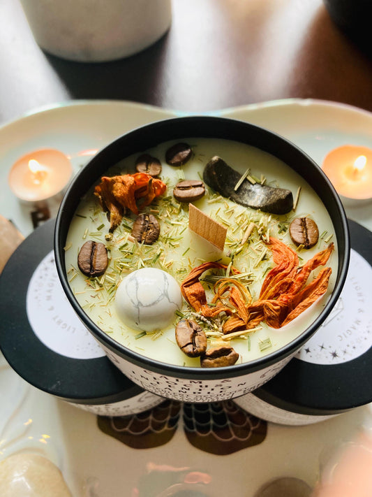 Calm and Focus Crystal & Herb Intention Candle