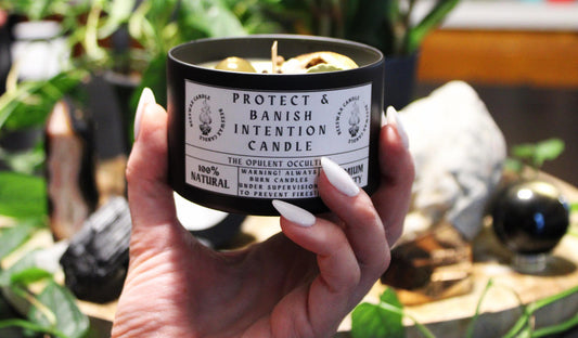 Protect and Banish Crystal & Herb Intention Candle