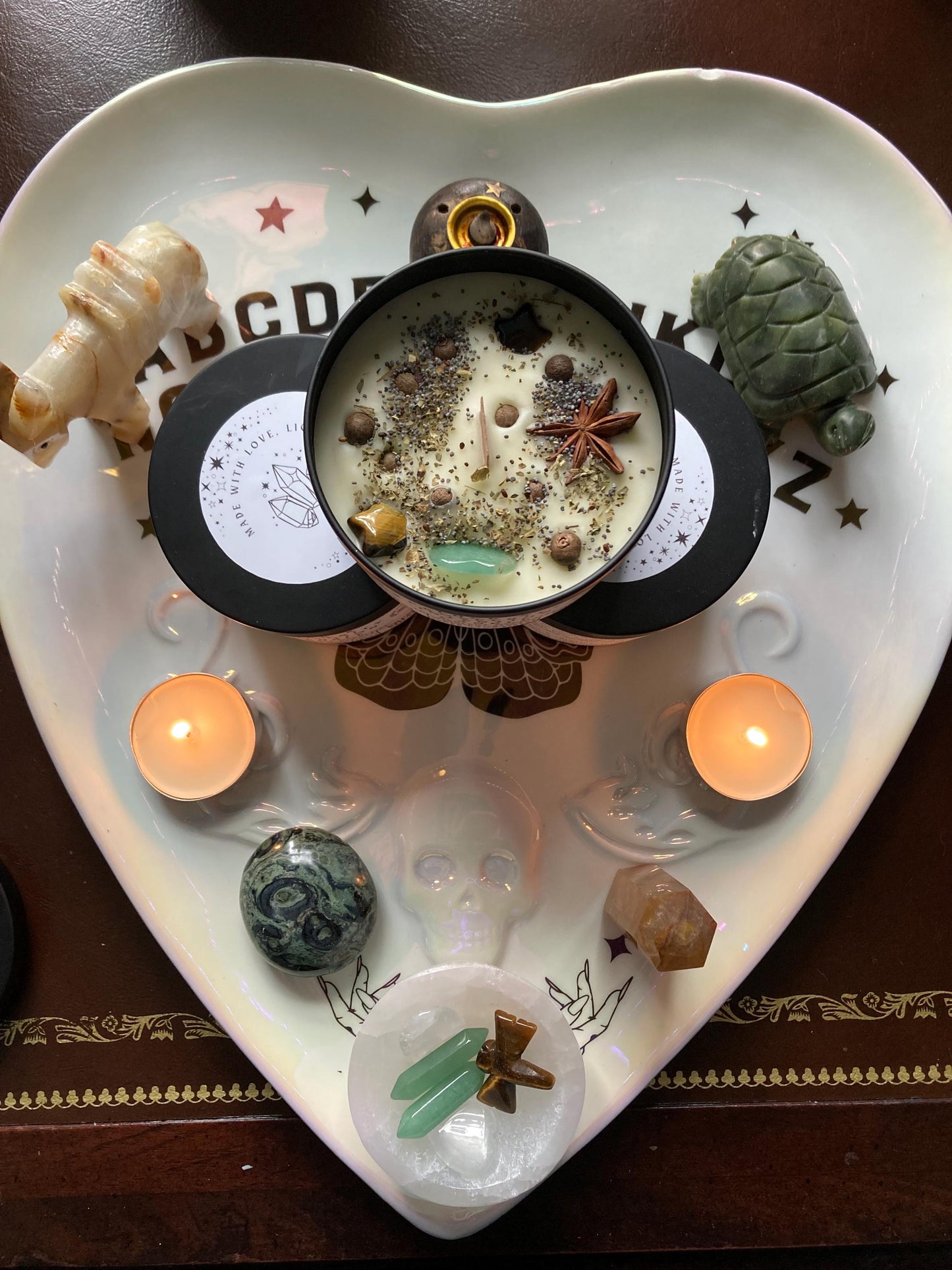 Luck and Prosperity Crystal & Herb Intention Candle