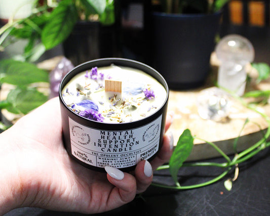Mental Health Crystal & Herb Intention Candle