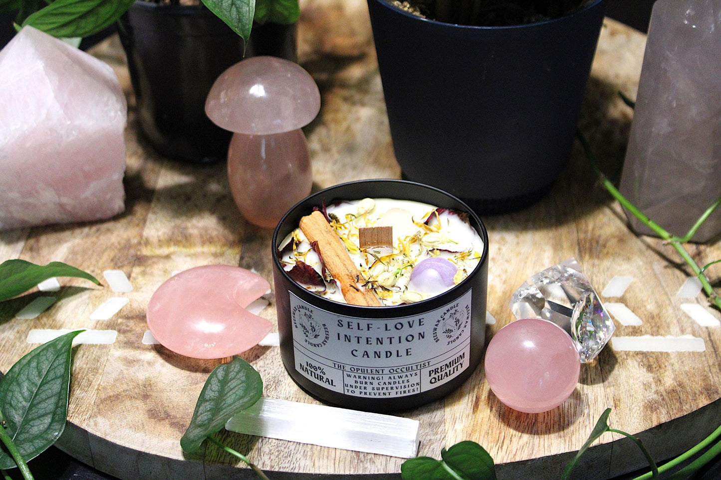 Self-Love Crystal & Herb Intention Candle