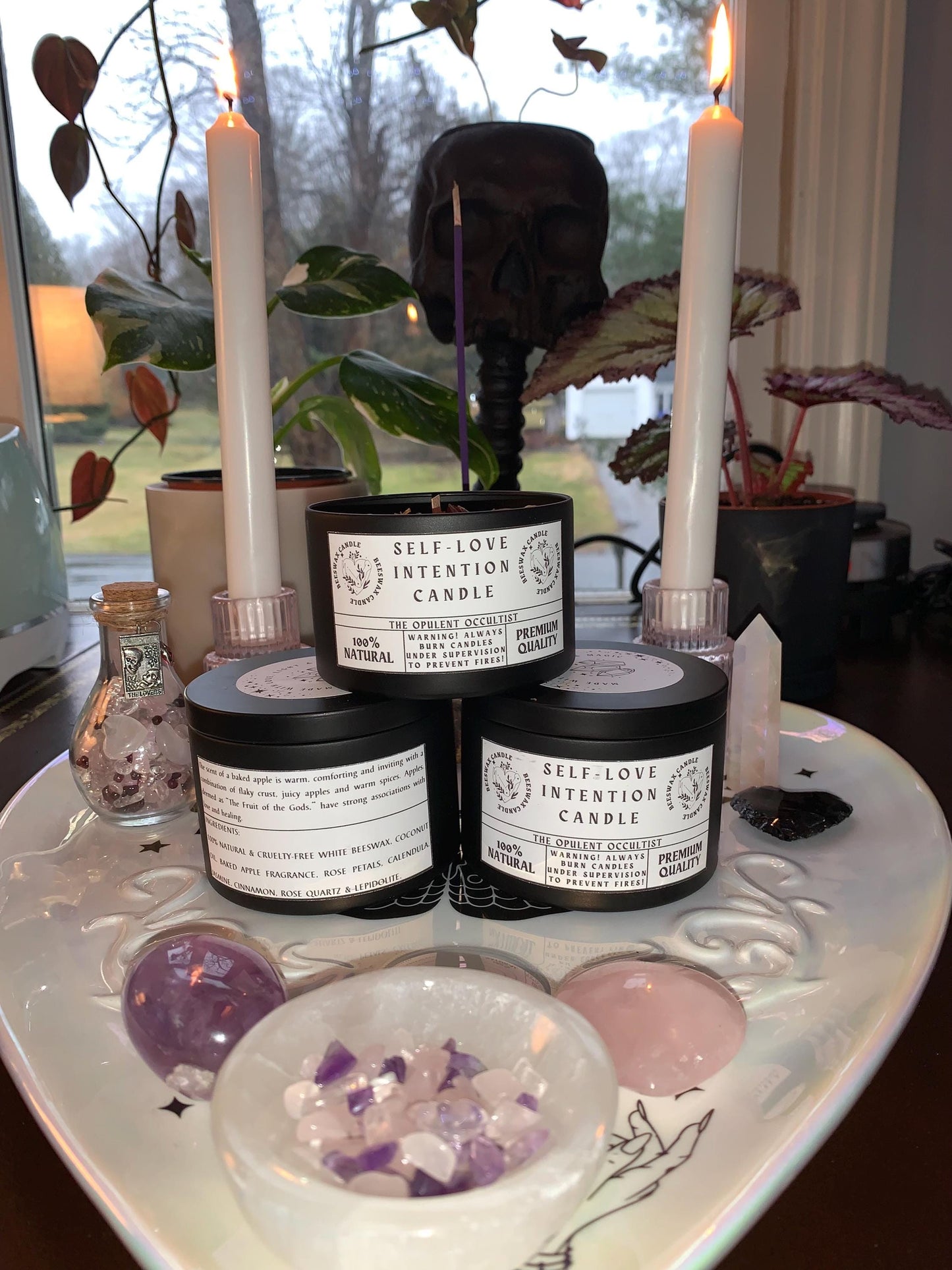 Self-Love Crystal & Herb Intention Candle