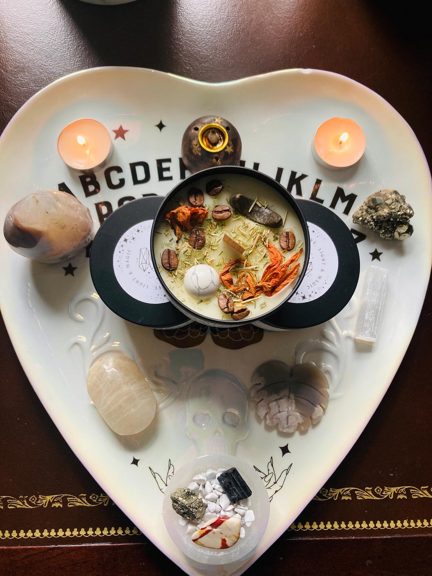 Calm and Focus Crystal & Herb Intention Candle