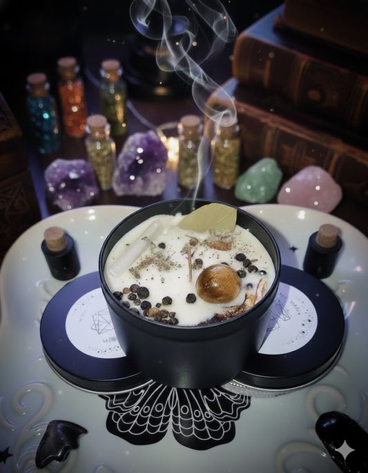 Protect and Banish Crystal & Herb Intention Candle