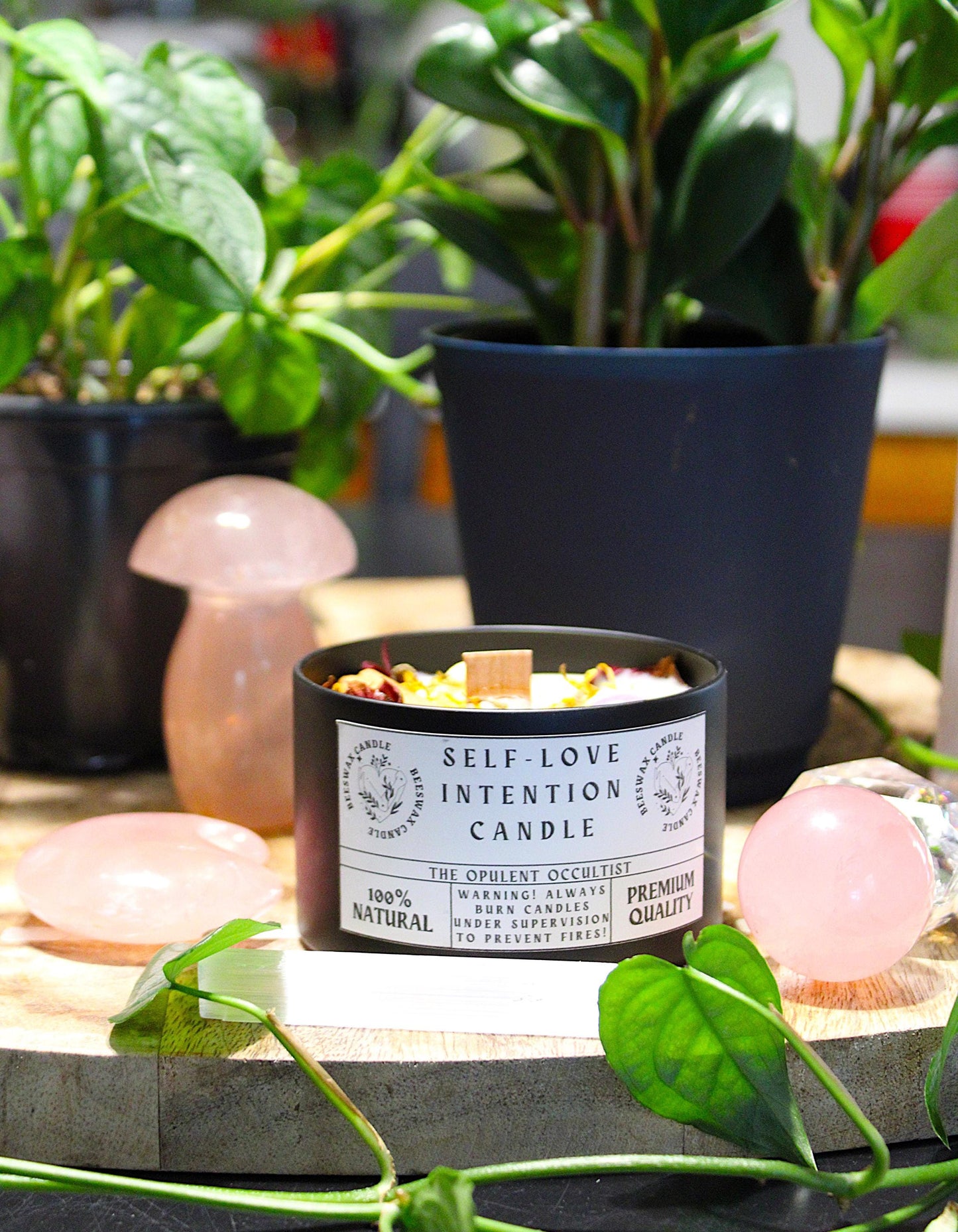 Self-Love Crystal & Herb Intention Candle