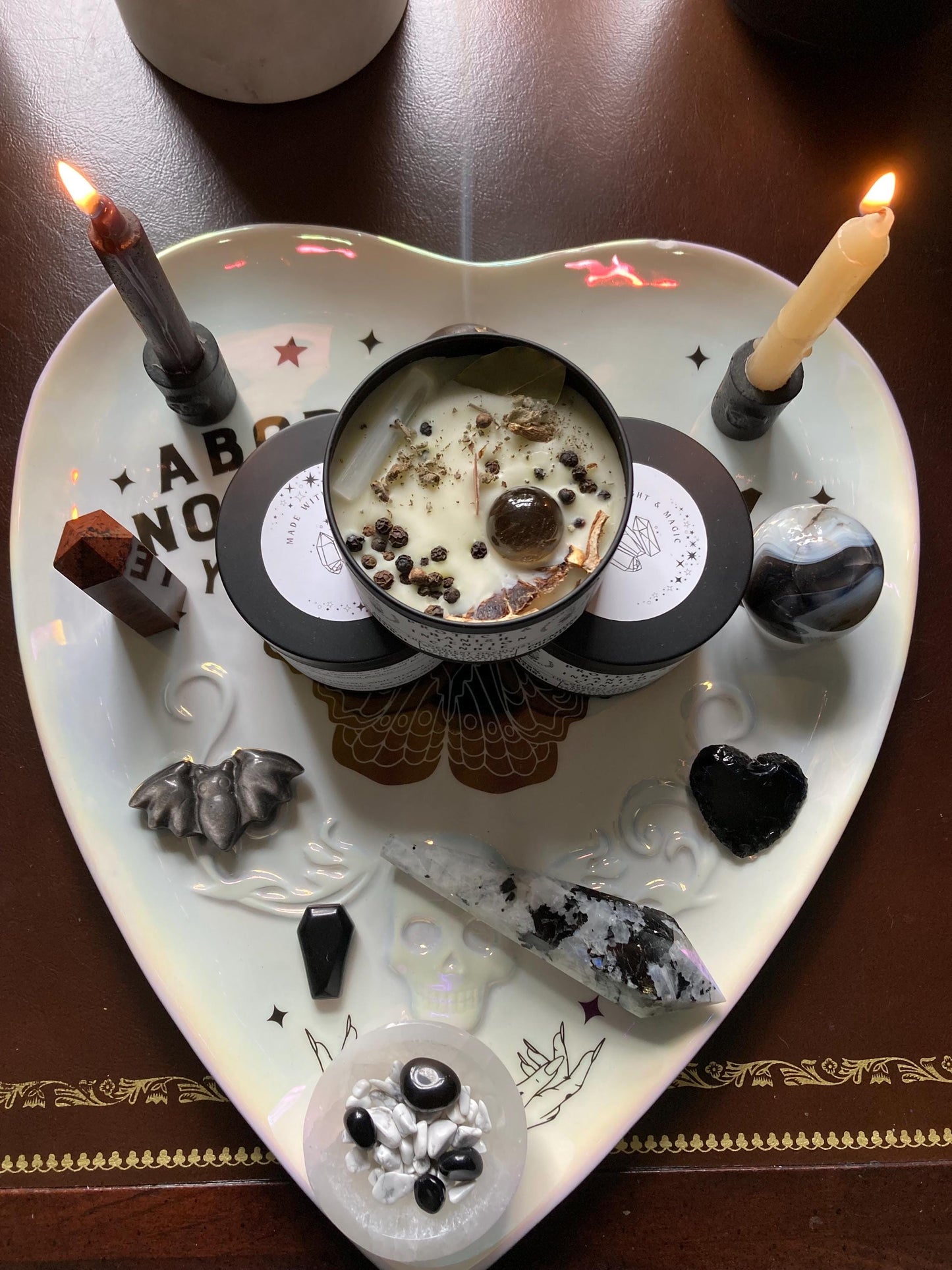 Protect and Banish Crystal & Herb Intention Candle