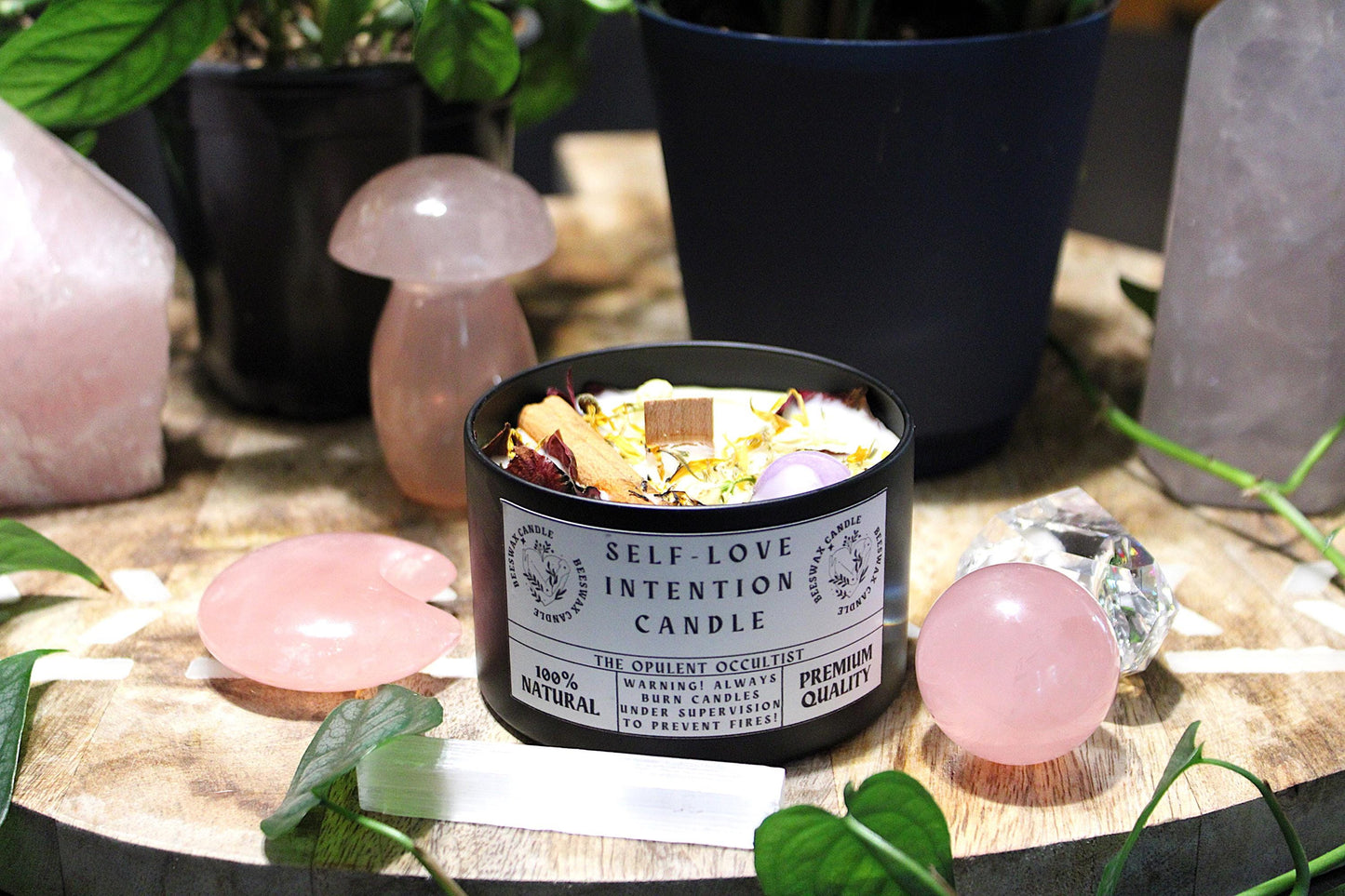 Self-Love Crystal & Herb Intention Candle